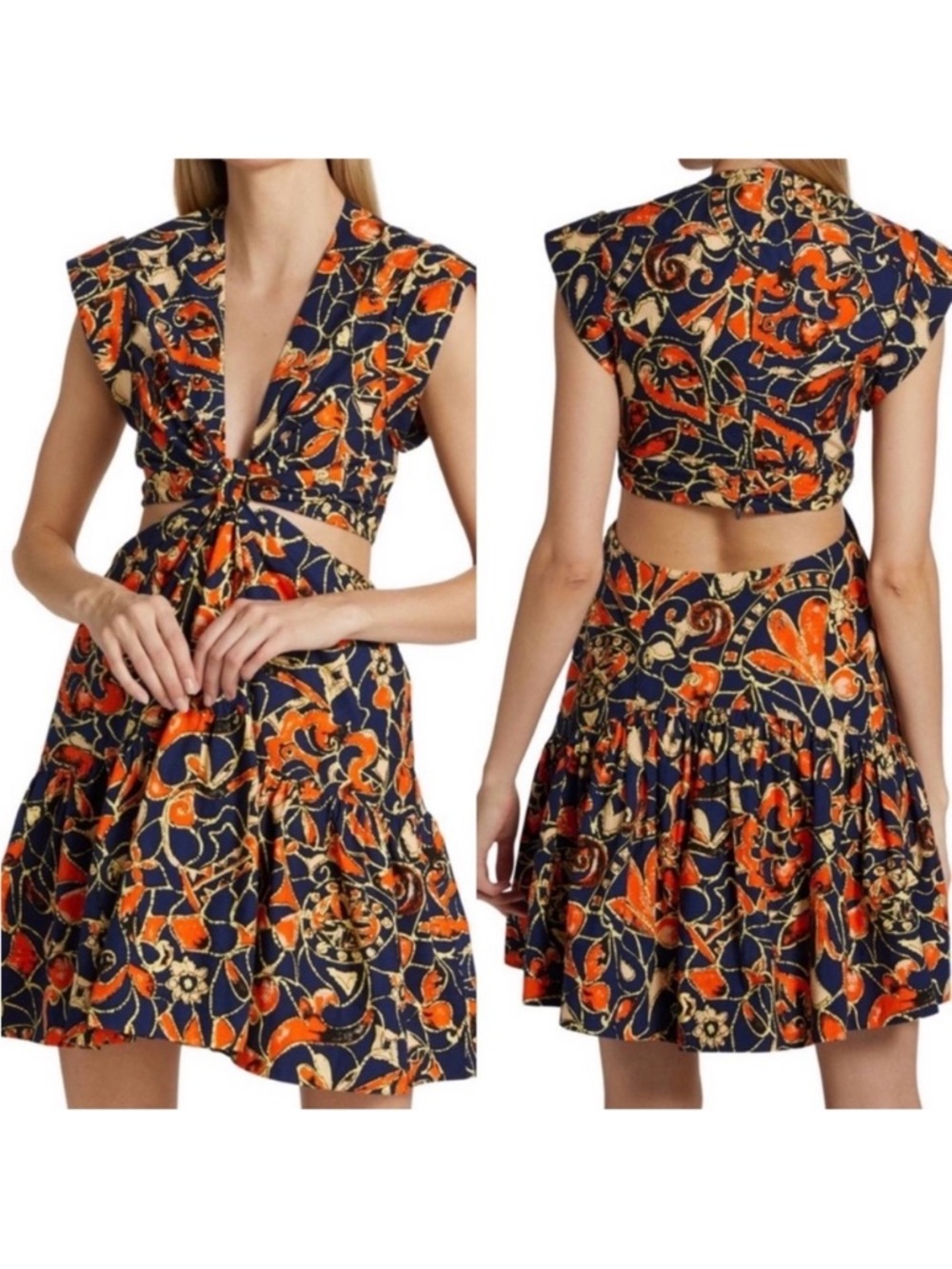 A.L.C. Lexi Cotton Cutout Navy Print Dress Women’s 10 Vacation Event Resort